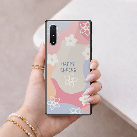Samsung Galaxy Note 10 Cover - Happy Series - HQ Ultra Shine Premium Infinity Glass Soft Silicon Borders Case