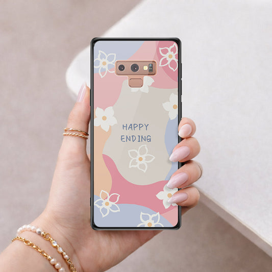 Samsung Galaxy Note 9 Cover - Happy Series - HQ Ultra Shine Premium Infinity Glass Soft Silicon Borders Case