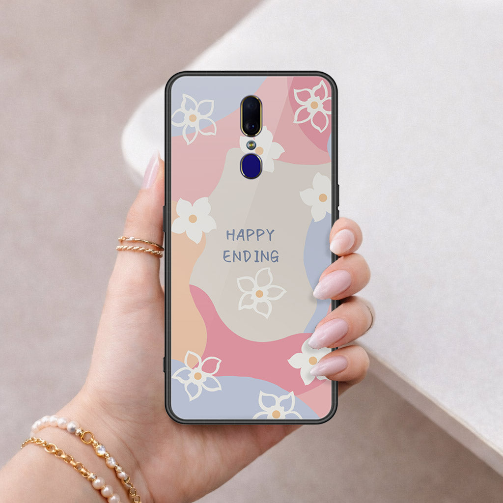 Oppo F11 Cover - Happy Series - HQ Ultra Shine Premium Infinity Glass Soft Silicon Borders Case