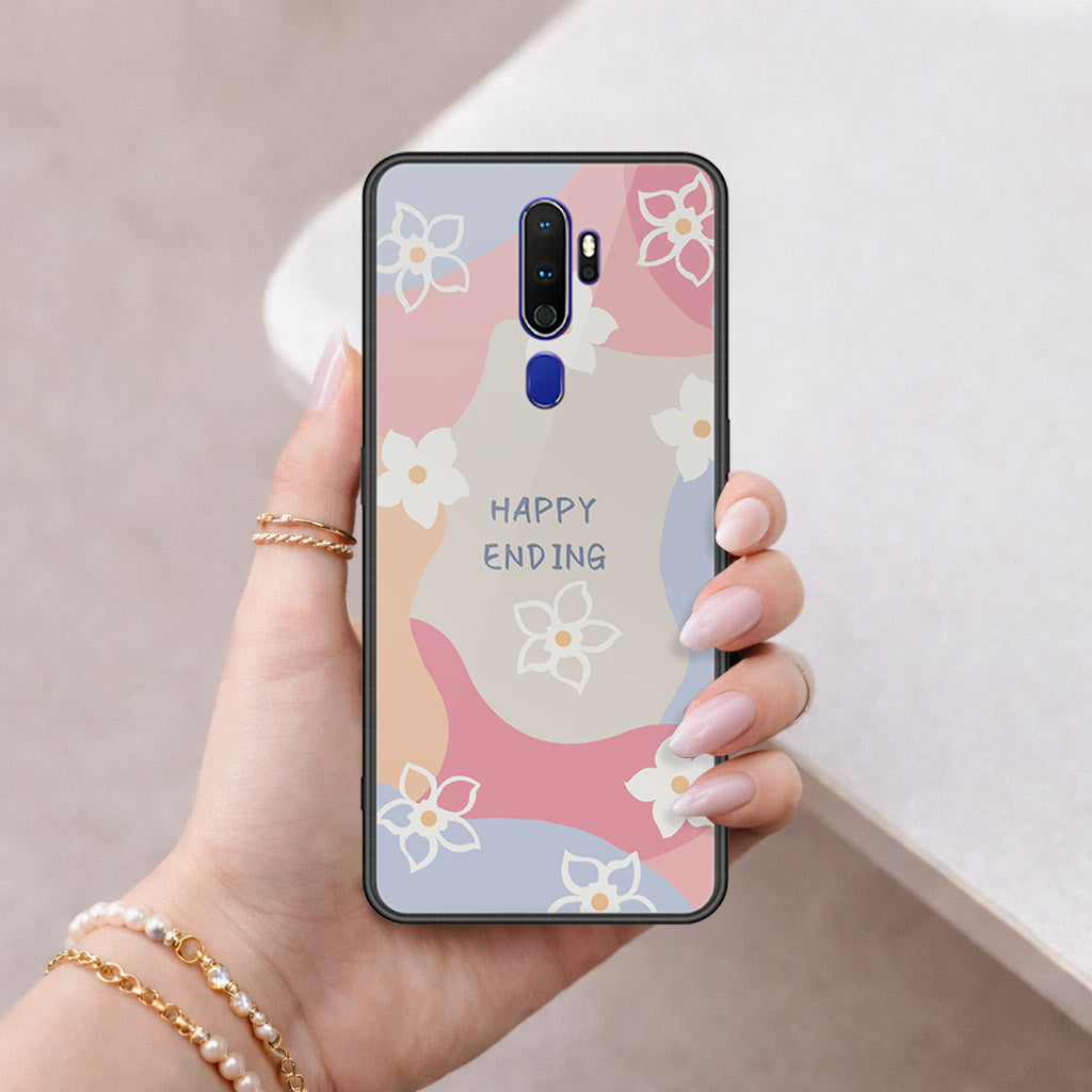 Oppo A5 2020 Cover - Happy Series - HQ Ultra Shine Premium Infinity Glass Soft Silicon Borders Case