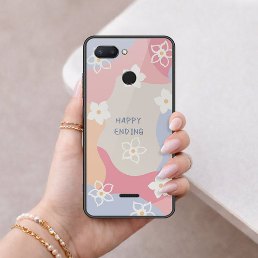 Xiaomi Redmi 6 Cover - Happy Series - HQ Ultra Shine Premium Infinity Glass Soft Silicon Borders Case