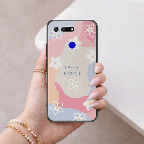 Huawei Honor View 20 Cover - Happy Series - HQ Ultra Shine Premium Infinity Glass Soft Silicon Borders Case