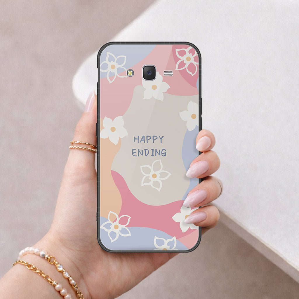 Samsung Galaxy J7 2015 Cover - Happy Series - HQ Ultra Shine Premium Infinity Glass Soft Silicon Borders Case