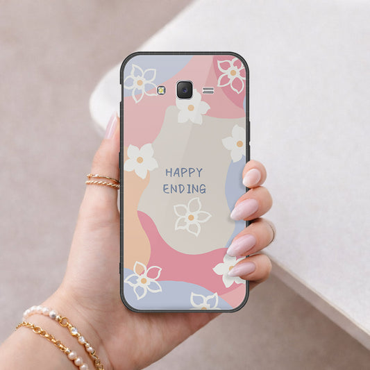 Samsung Galaxy J7 2015 Cover - Happy Series - HQ Ultra Shine Premium Infinity Glass Soft Silicon Borders Case