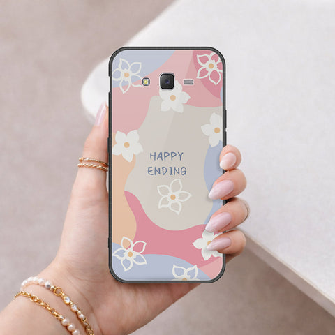 Samsung Galaxy J7 2015 Cover - Happy Series - HQ Ultra Shine Premium Infinity Glass Soft Silicon Borders Case