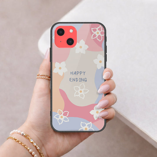 iPhone 13 Mini Cover - Happy Series - HQ Ultra Shine Premium Infinity Glass Soft Silicon Borders Case