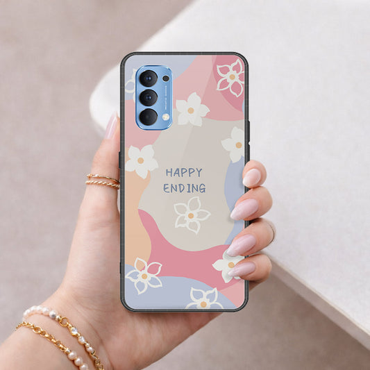 Oppo Reno 4 Cover - Happy Series - HQ Ultra Shine Premium Infinity Glass Soft Silicon Borders Case