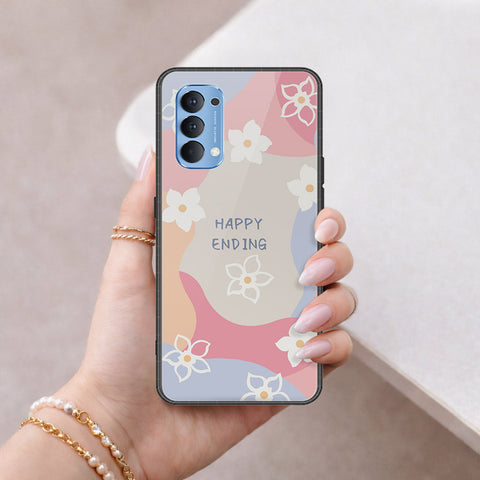 Oppo Reno 4 Cover - Happy Series - HQ Ultra Shine Premium Infinity Glass Soft Silicon Borders Case