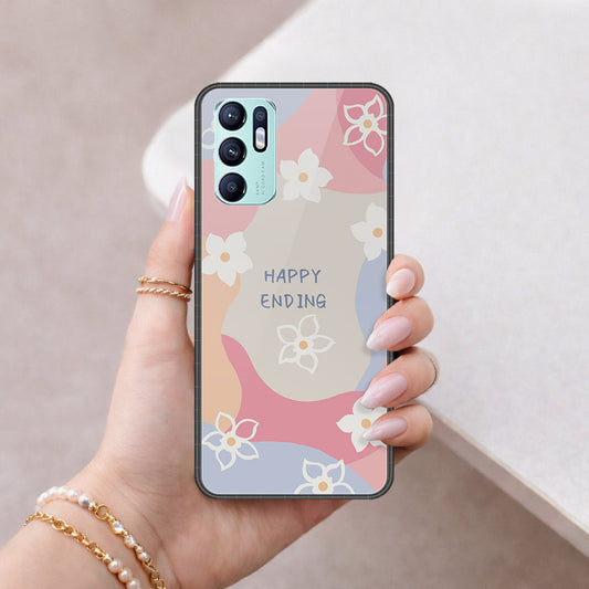 Oppo Reno 6 Cover - Happy Series - HQ Ultra Shine Premium Infinity Glass Soft Silicon Borders Case