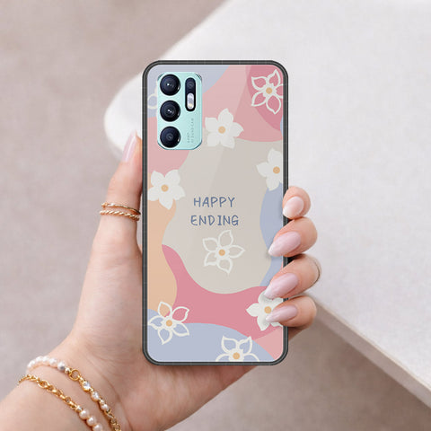 Oppo Reno 6 Cover - Happy Series - HQ Ultra Shine Premium Infinity Glass Soft Silicon Borders Case
