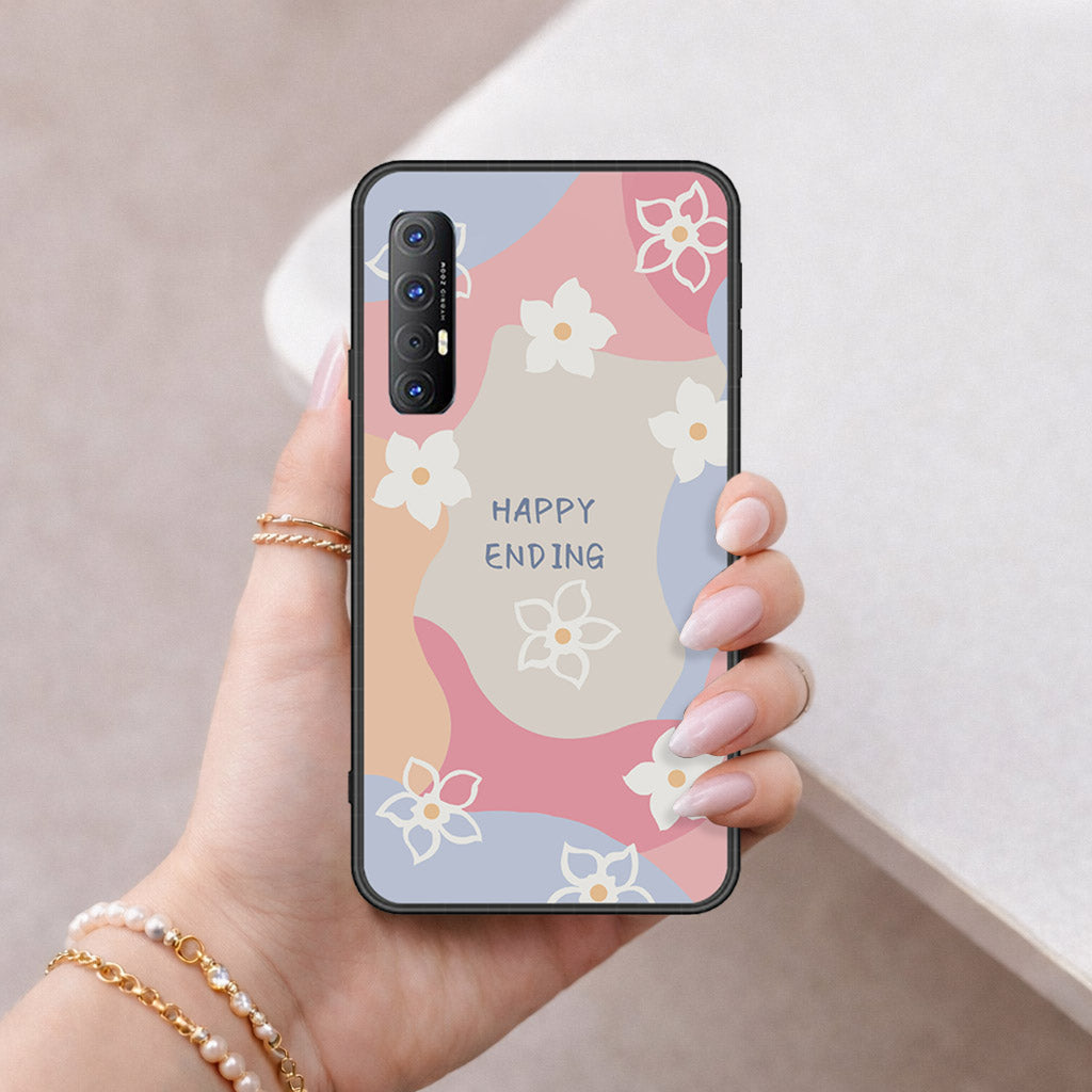 Oppo Reno 3 Pro Cover - Happy Series - HQ Ultra Shine Premium Infinity Glass Soft Silicon Borders Case