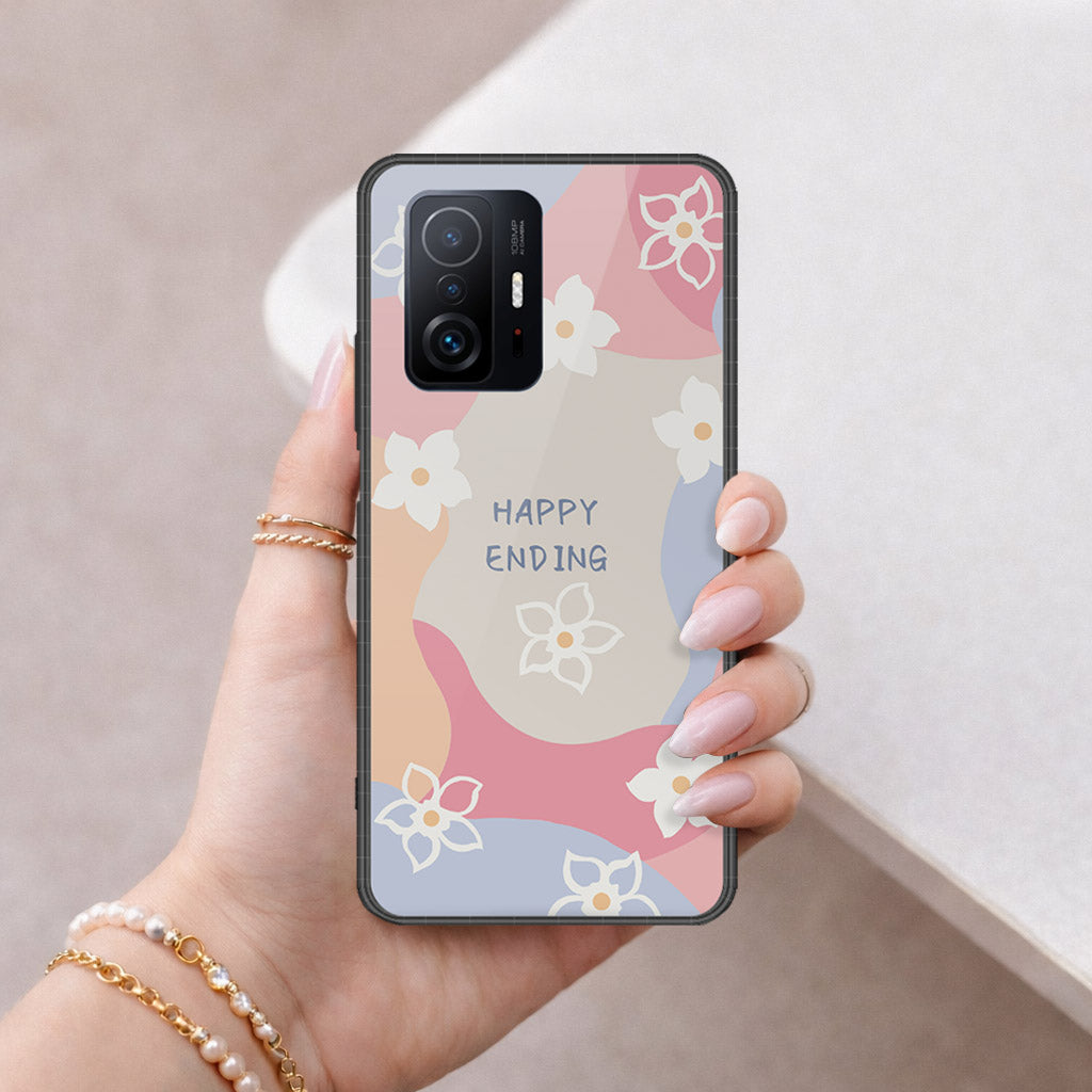Xiaomi 11T Cover - Happy Series - HQ Ultra Shine Premium Infinity Glass Soft Silicon Borders Case