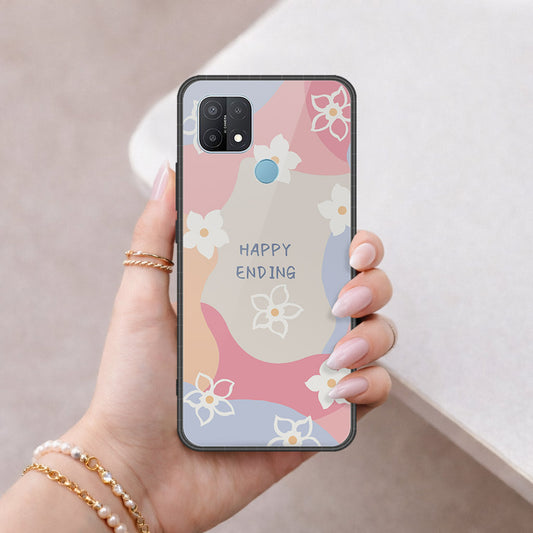 Oppo A15 Cover - Happy Series - HQ Ultra Shine Premium Infinity Glass Soft Silicon Borders Case