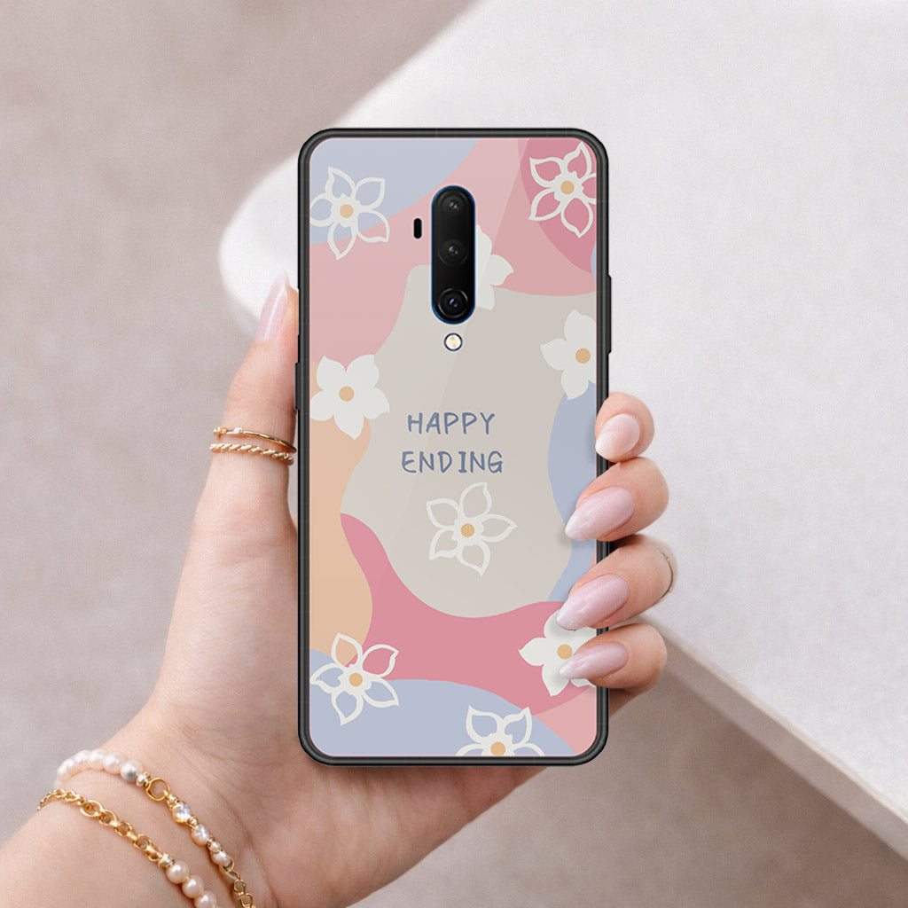 OnePlus 7T Pro Cover - Happy Series - HQ Ultra Shine Premium Infinity Glass Soft Silicon Borders Case