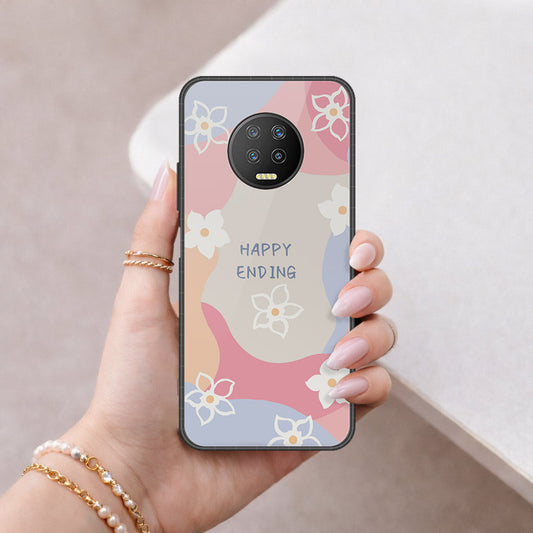 Infinix Note 7 Cover - Happy Series - HQ Ultra Shine Premium Infinity Glass Soft Silicon Borders Case