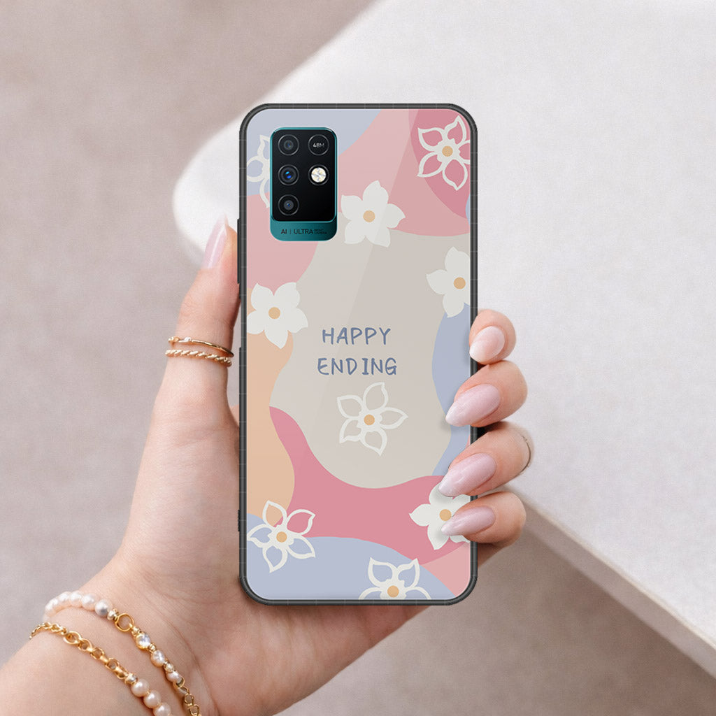 Infinix Note 10 Cover - Happy Series - HQ Ultra Shine Premium Infinity Glass Soft Silicon Borders Case