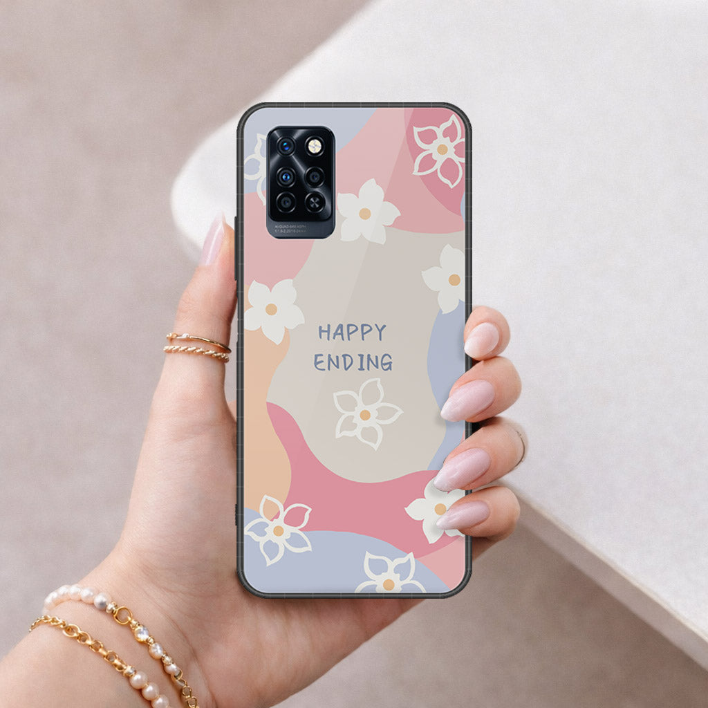 Infinix Note 10 Pro Cover - Happy Series - HQ Ultra Shine Premium Infinity Glass Soft Silicon Borders Case