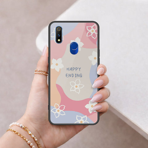 Realme 3 Pro Cover - Happy Series - HQ Ultra Shine Premium Infinity Glass Soft Silicon Borders Case
