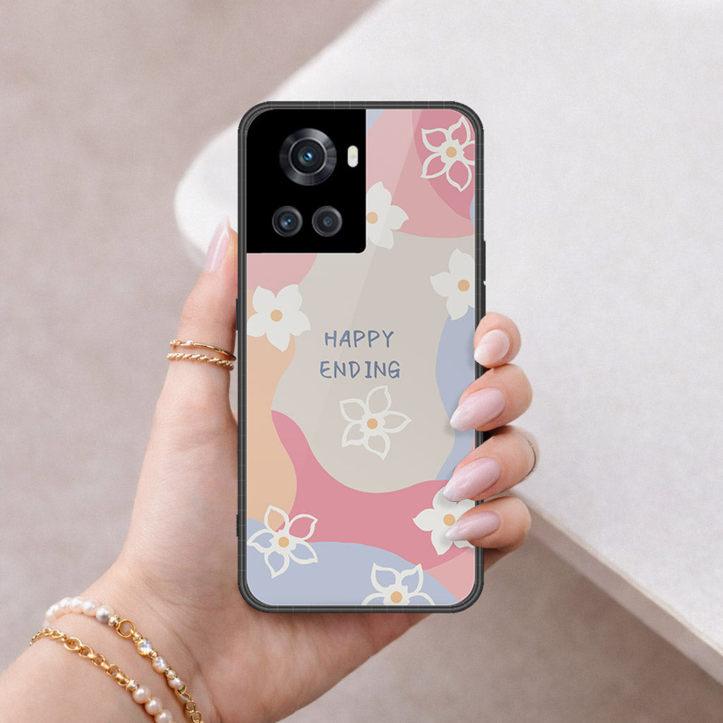 OnePlus 10R Cover - Happy Series - HQ Ultra Shine Premium Infinity Glass Soft Silicon Borders Case