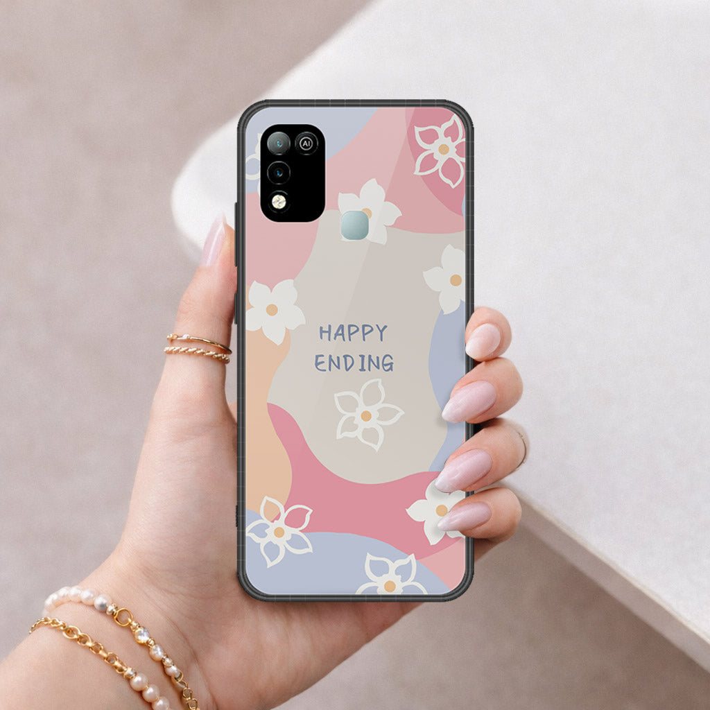 Infinix Hot 10 Play Cover - Happy Series - HQ Ultra Shine Premium Infinity Glass Soft Silicon Borders Case