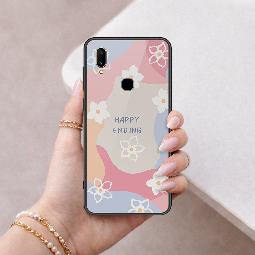 Vivo V11 Cover - Happy Series - HQ Ultra Shine Premium Infinity Glass Soft Silicon Borders Case