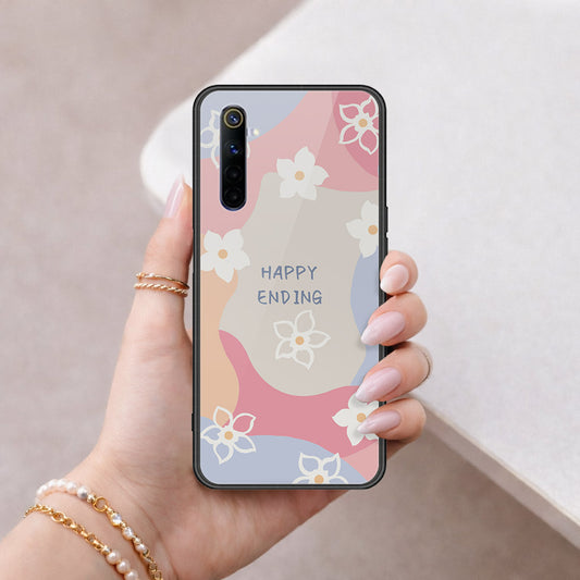 Realme 6 Cover - Happy Series - HQ Ultra Shine Premium Infinity Glass Soft Silicon Borders Case