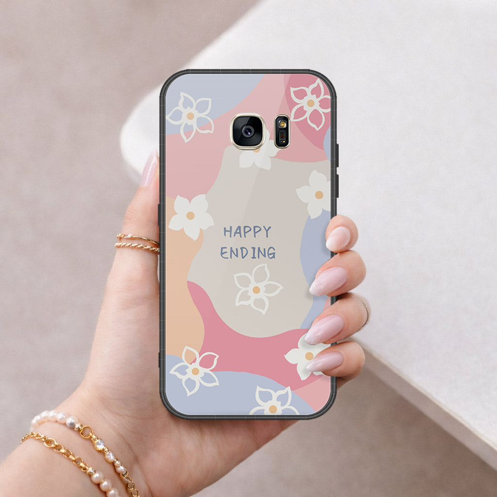 Samsung Galaxy S7 Cover - Happy Series - HQ Ultra Shine Premium Infinity Glass Soft Silicon Borders Case