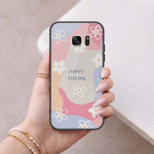 Samsung Galaxy S7 Cover - Happy Series - HQ Ultra Shine Premium Infinity Glass Soft Silicon Borders Case