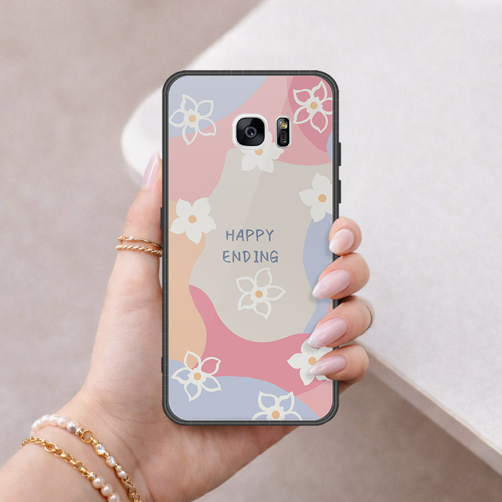 Samsung Galaxy S7 Edge Cover - Happy Series - HQ Ultra Shine Premium Infinity Glass Soft Silicon Borders Case
