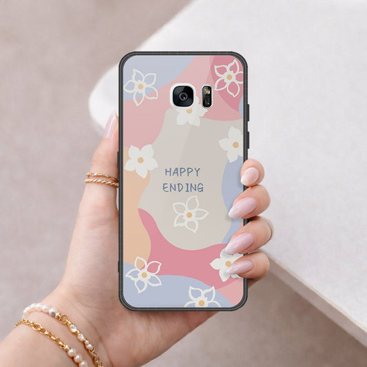 Samsung Galaxy S7 Edge Cover - Happy Series - HQ Ultra Shine Premium Infinity Glass Soft Silicon Borders Case