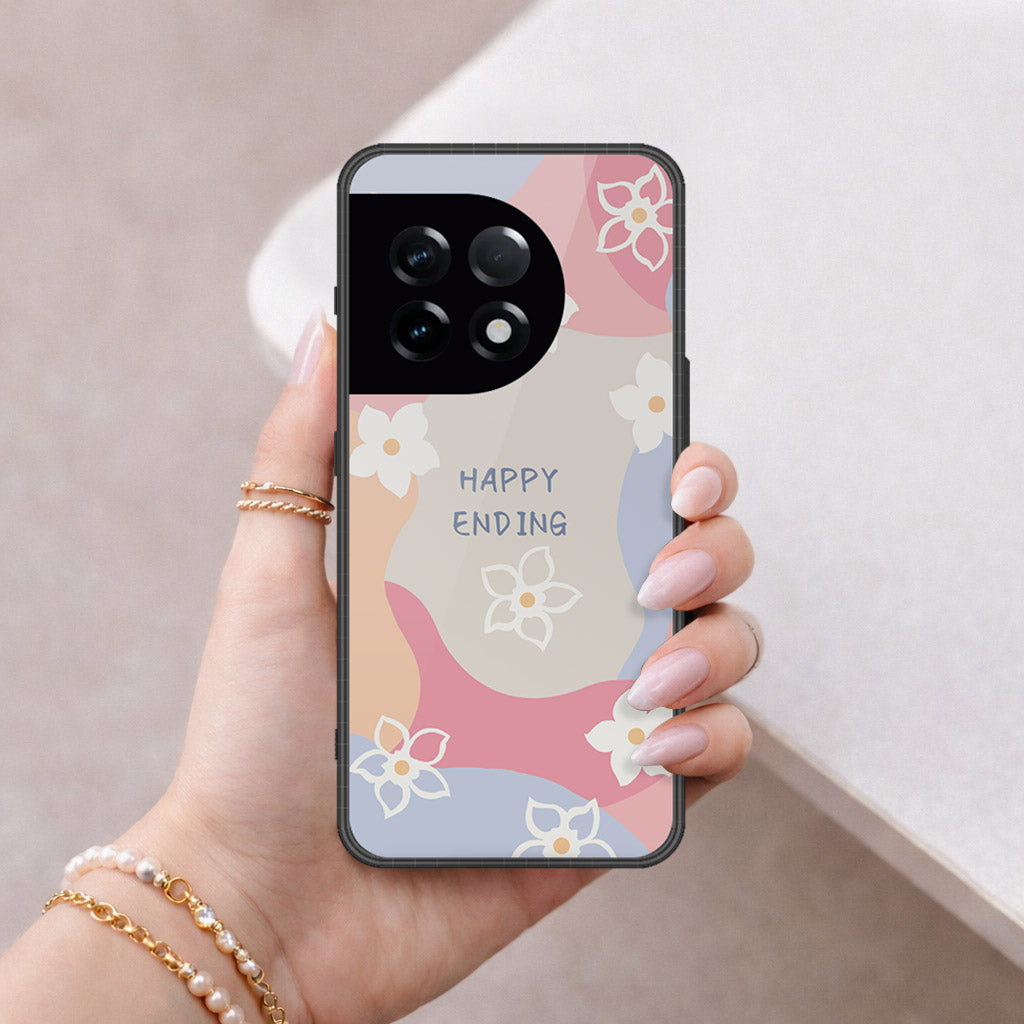 OnePlus 11R Cover - Happy Series - HQ Ultra Shine Premium Infinity Glass Soft Silicon Borders Case