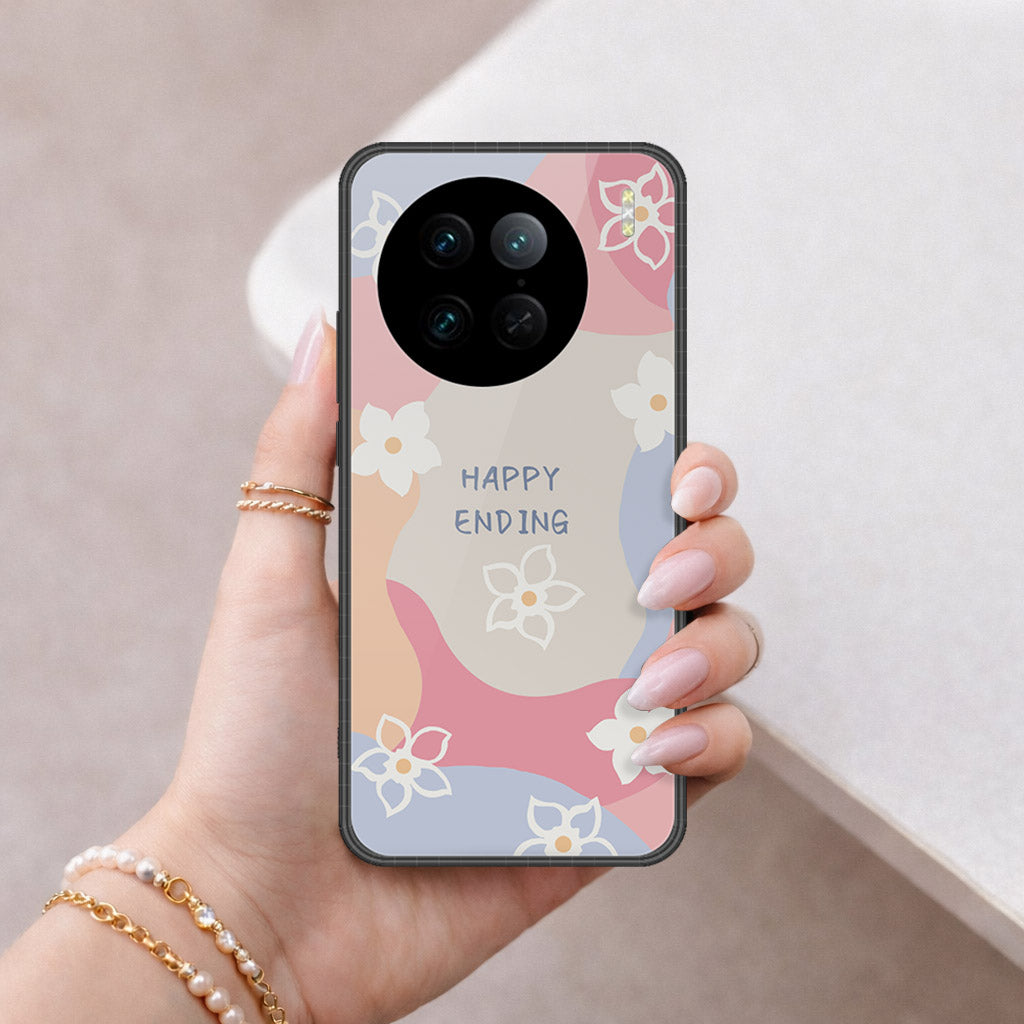 Vivo X90 Pro Cover - Happy Series - HQ Ultra Shine Premium Infinity Glass Soft Silicon Borders Case