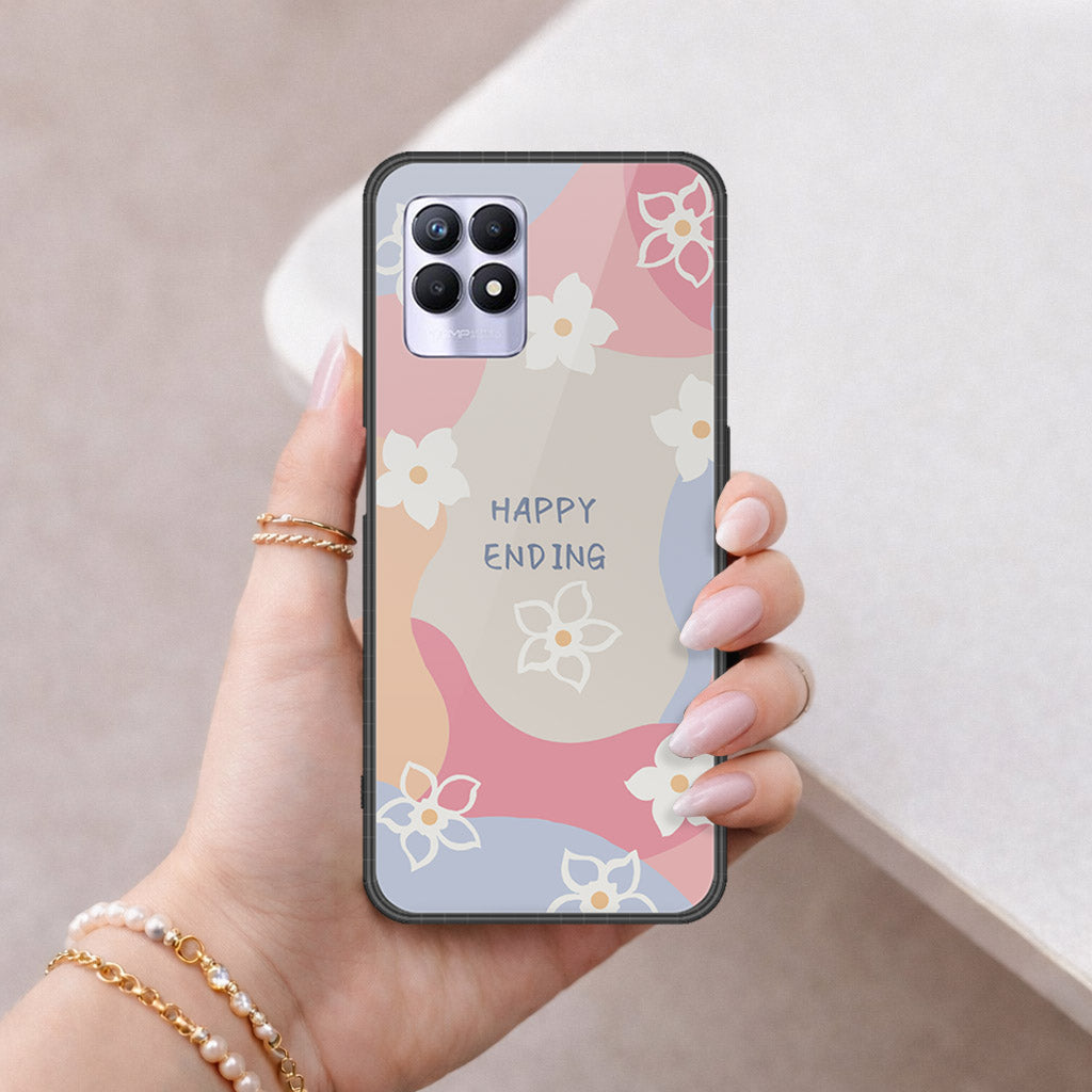 Realme 8i Cover - Happy Series - HQ Ultra Shine Premium Infinity Glass Soft Silicon Borders Case