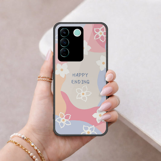 Vivo V27e Cover - Happy Series - HQ Ultra Shine Premium Infinity Glass Soft Silicon Borders Case