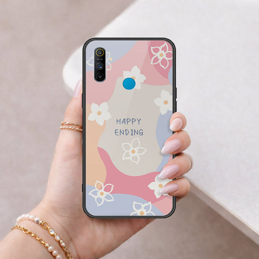 Realme C3 Cover - Happy Series - HQ Ultra Shine Premium Infinity Glass Soft Silicon Borders Case