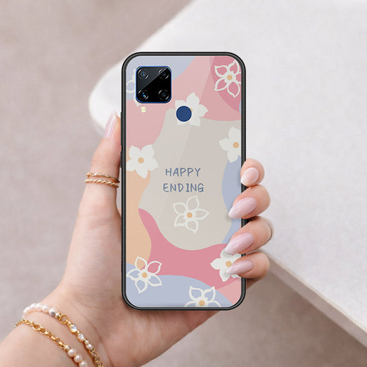 Realme C15 Cover - Happy Series - HQ Ultra Shine Premium Infinity Glass Soft Silicon Borders Case