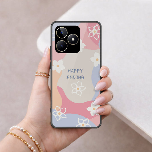Realme C51 Cover - Happy Series - HQ Ultra Shine Premium Infinity Glass Soft Silicon Borders Case