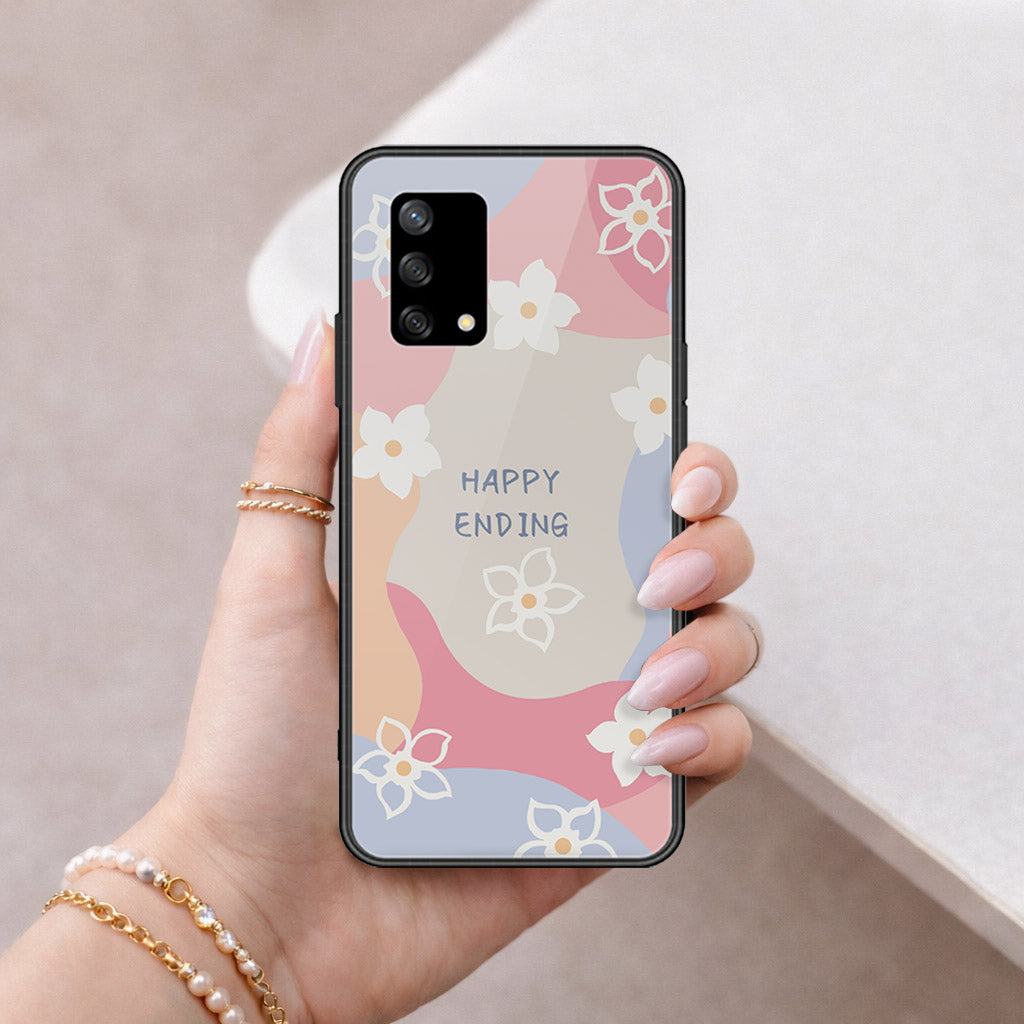 Oppo A74 Cover - Happy Series - HQ Ultra Shine Premium Infinity Glass Soft Silicon Borders Case