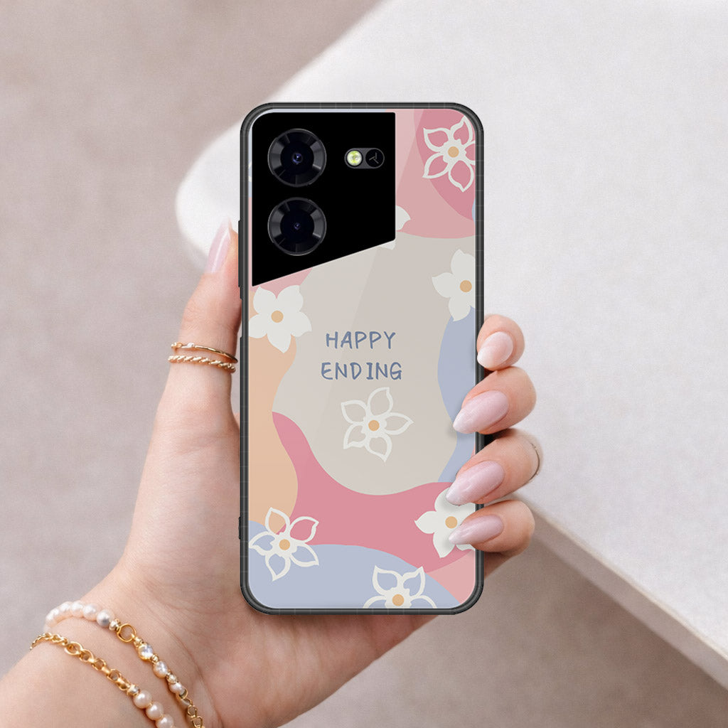 Tecno Pova 5 Pro Cover - Happy Series - HQ Ultra Shine Premium Infinity Glass Soft Silicon Borders Case
