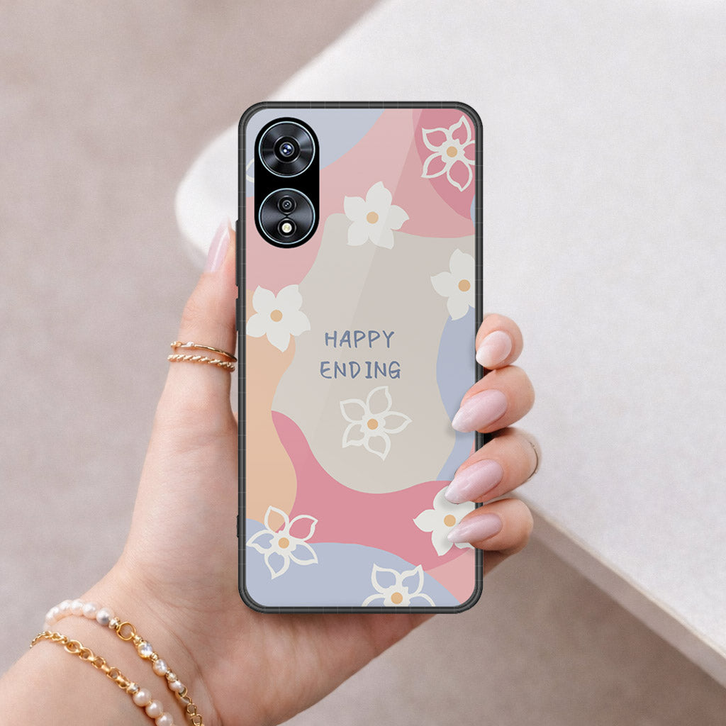 Oppo A58 4G Cover - Happy Series - HQ Ultra Shine Premium Infinity Glass Soft Silicon Borders Case