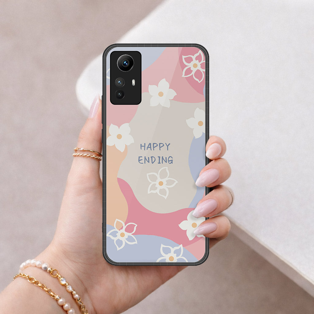 Xiaomi Redmi Note 12S Cover - Happy Series - HQ Ultra Shine Premium Infinity Glass Soft Silicon Borders Case