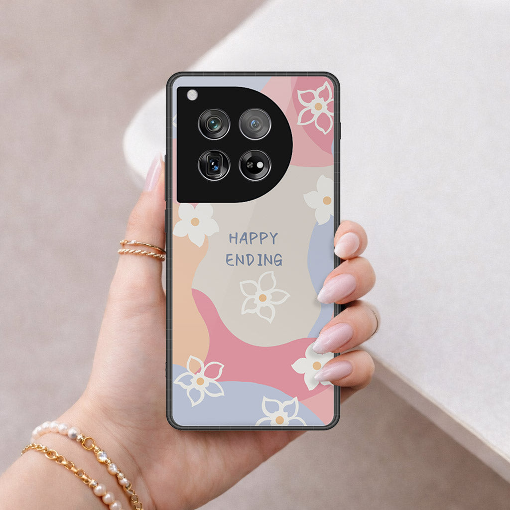 OnePlus 12 Cover - Happy Series - HQ Ultra Shine Premium Infinity Glass Soft Silicon Borders Case
