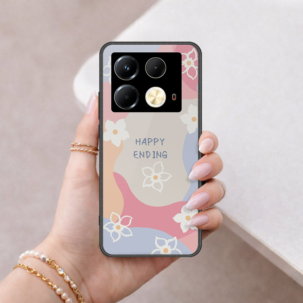 Infinix Note 40 Cover - Happy Series - HQ Ultra Shine Premium Infinity Glass Soft Silicon Borders Case