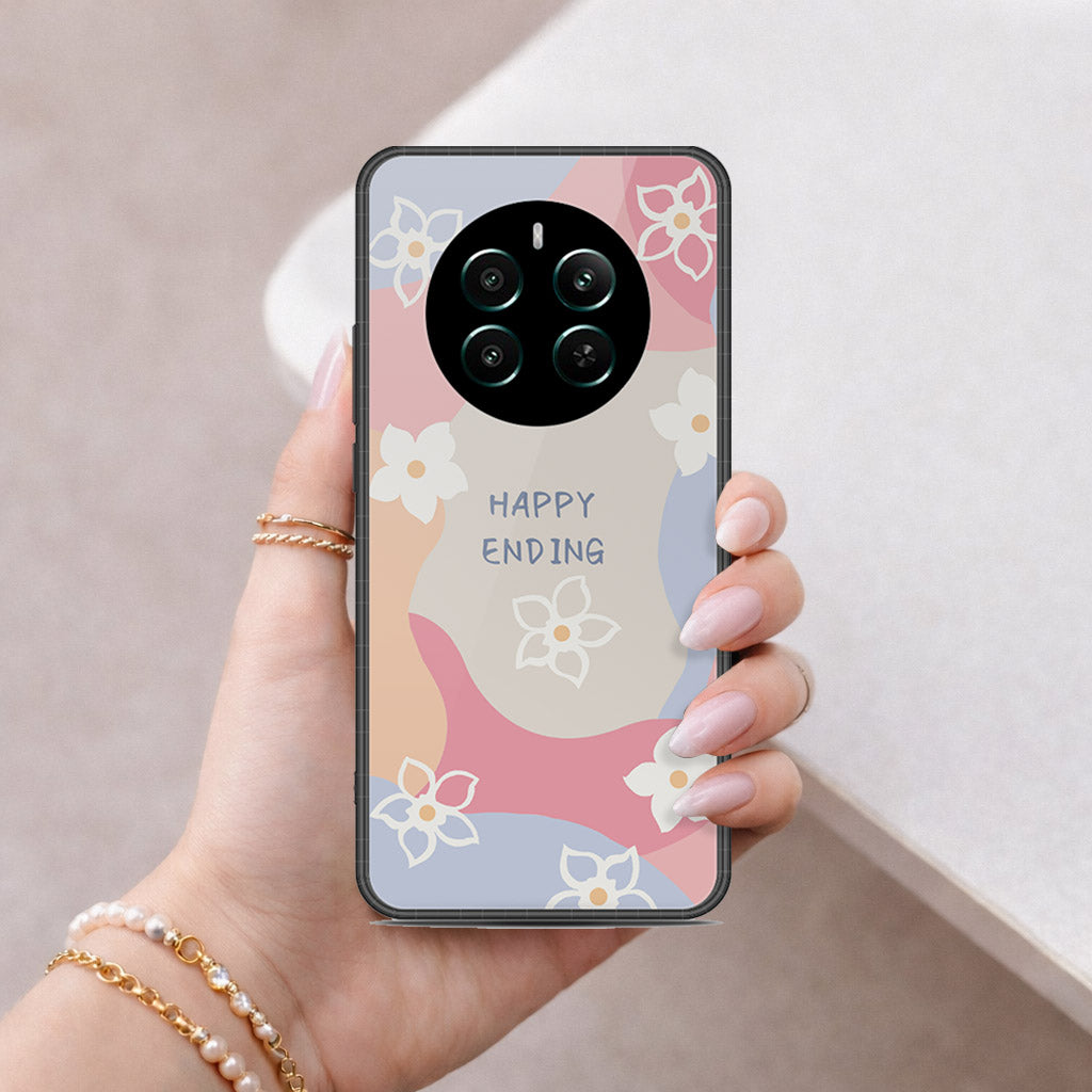 Realme P1 Speed Cover - Happy Series - HQ Ultra Shine Premium Infinity Glass Soft Silicon Borders Case