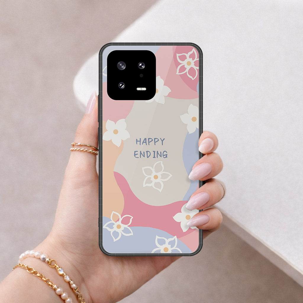 Xiaomi 13 Cover - Happy Series - HQ Ultra Shine Premium Infinity Glass Soft Silicon Borders Case