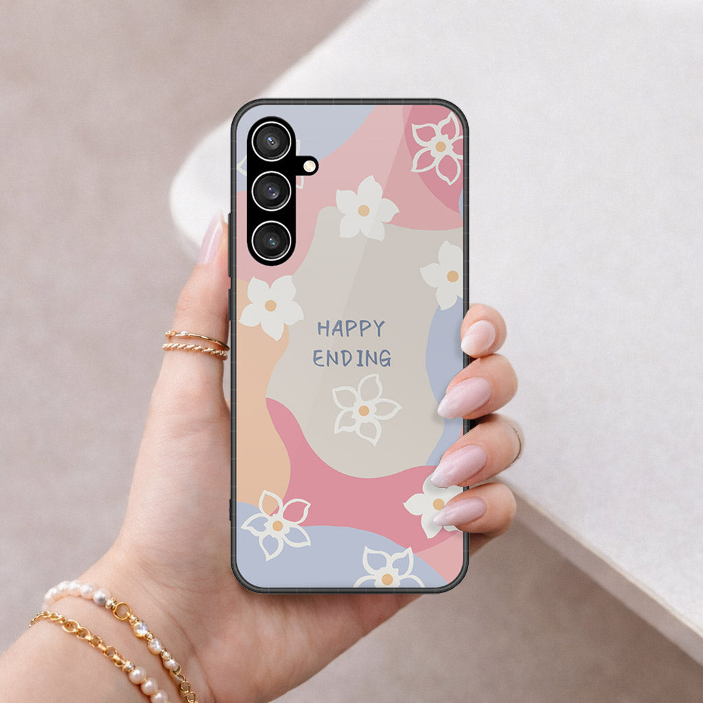 Samsung Galaxy S23 FE Cover - Happy Series - HQ Ultra Shine Premium Infinity Glass Soft Silicon Borders Case