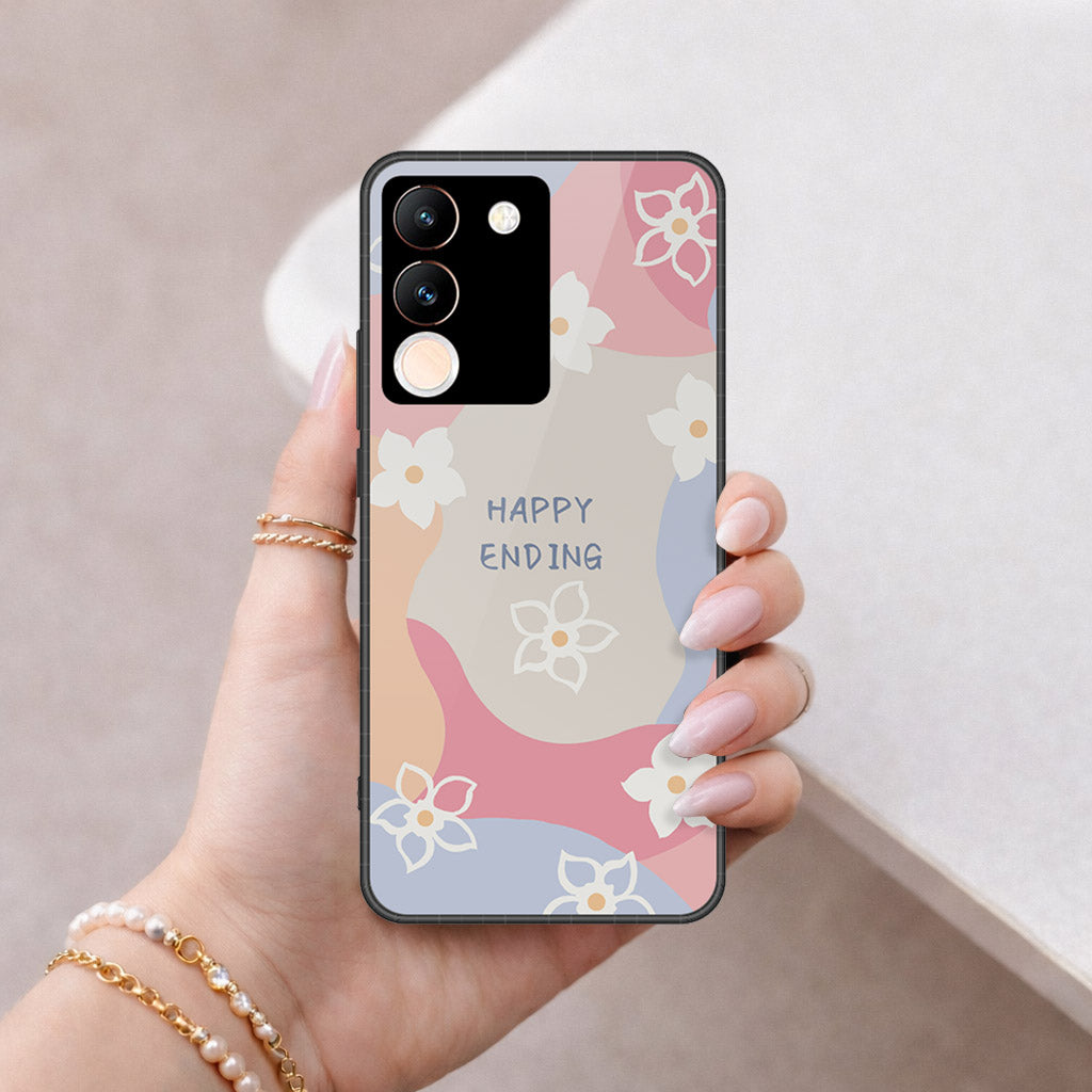 Vivo V29e Cover - Happy Series - HQ Ultra Shine Premium Infinity Glass Soft Silicon Borders Case