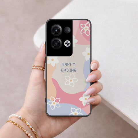 Oppo Reno 8 Pro  Cover - Happy Series - HQ Ultra Shine Premium Infinity Glass Soft Silicon Borders Case