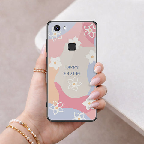 Vivo V7 Cover - Happy Series - HQ Ultra Shine Premium Infinity Glass Soft Silicon Borders Case