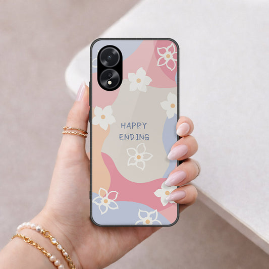 Oppo A18 Cover - Happy Series - HQ Ultra Shine Premium Infinity Glass Soft Silicon Borders Case